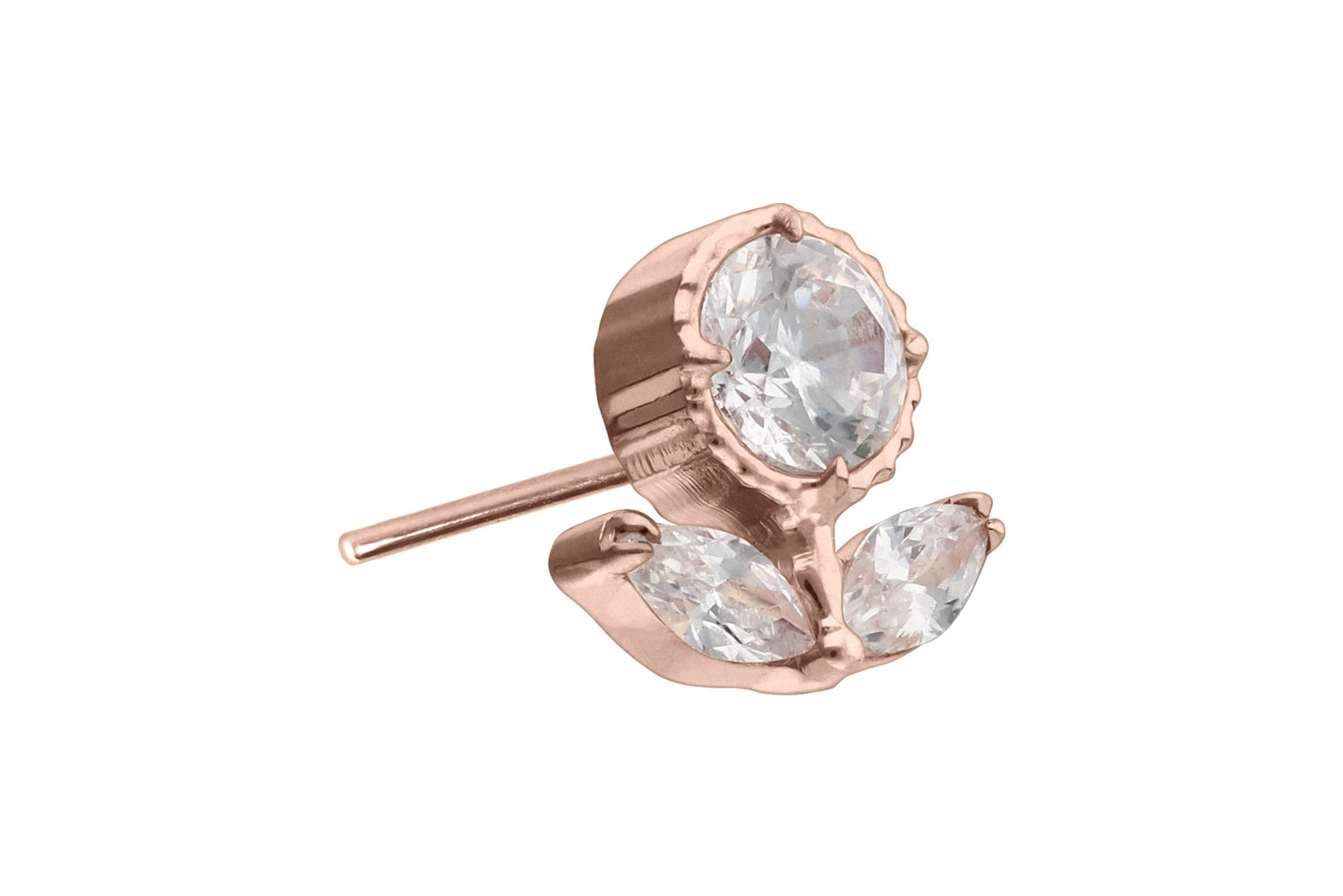 Titan Aufsatz mit Push Pin KRISTALLBLUME von Piercingline